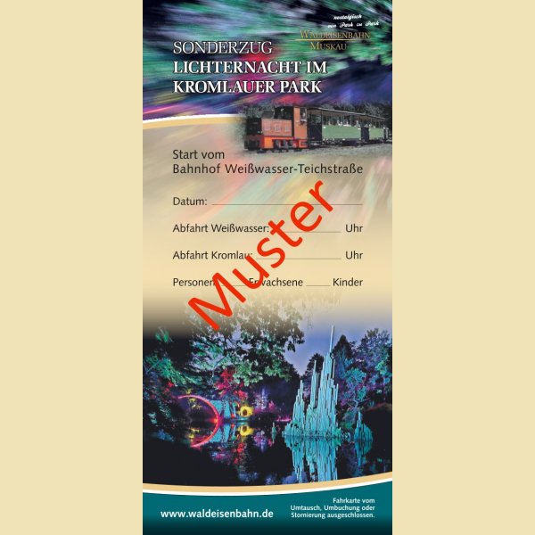 Sonderzug zur Lichternacht im Kromlauer Park am 24. Mai 2026